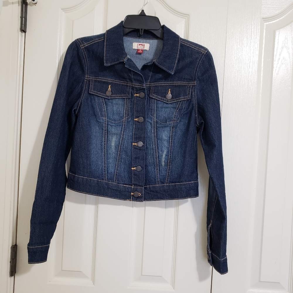 L.e.i indigo denim jacket size s